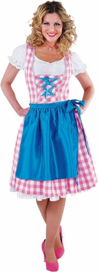 Oktoberfest jurk roze met schort