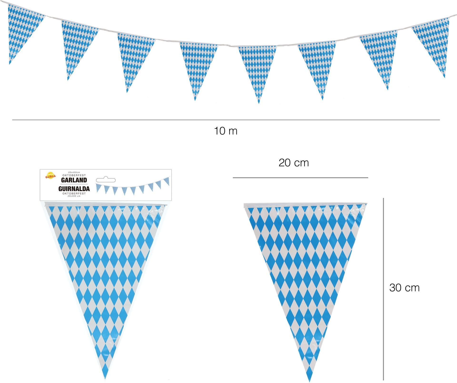 Oktoberfest Slinger 4 Meter Blauw Wit