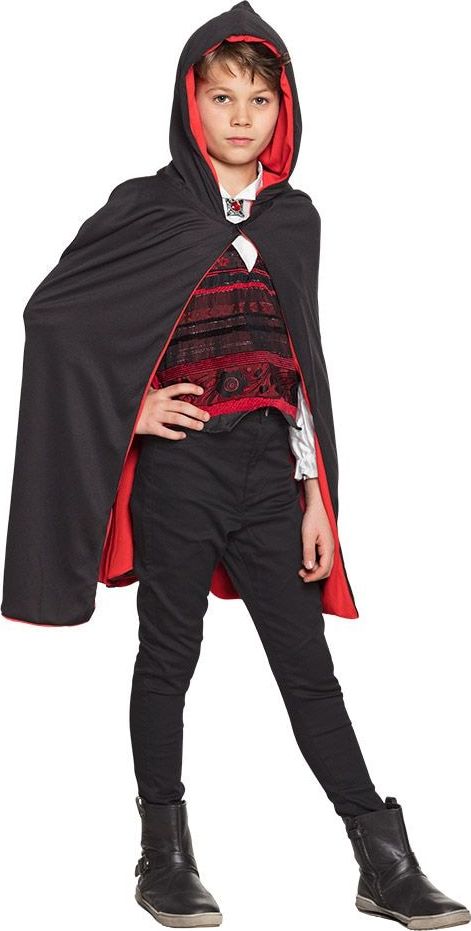 Omkeerbare cape kind zwart rood