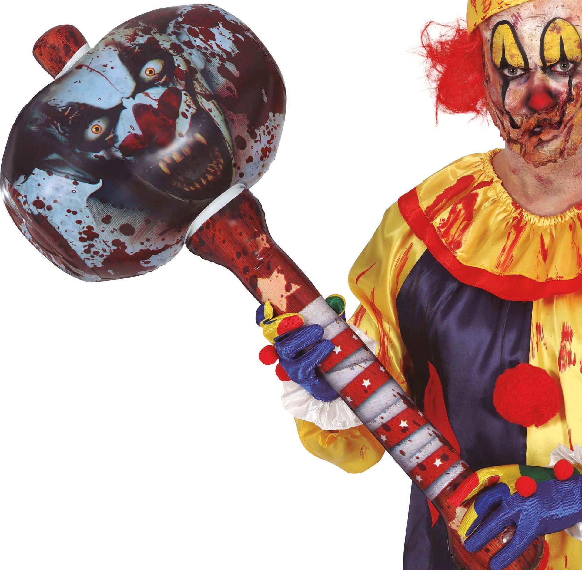 Opblaasbare horror clown hamer 90 cm halloween