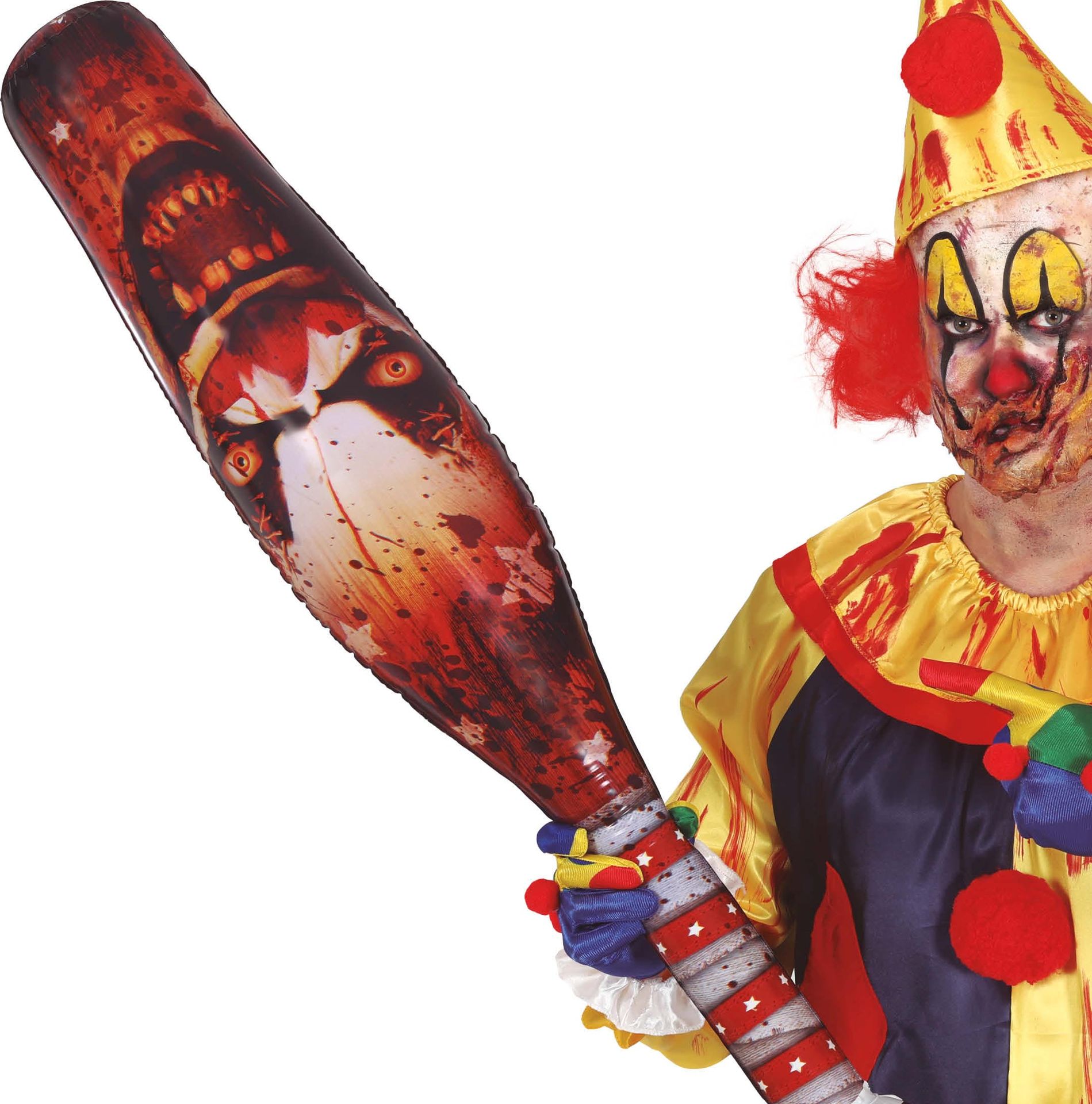 Opblaasbare horror clown knuppel 90 cm halloween