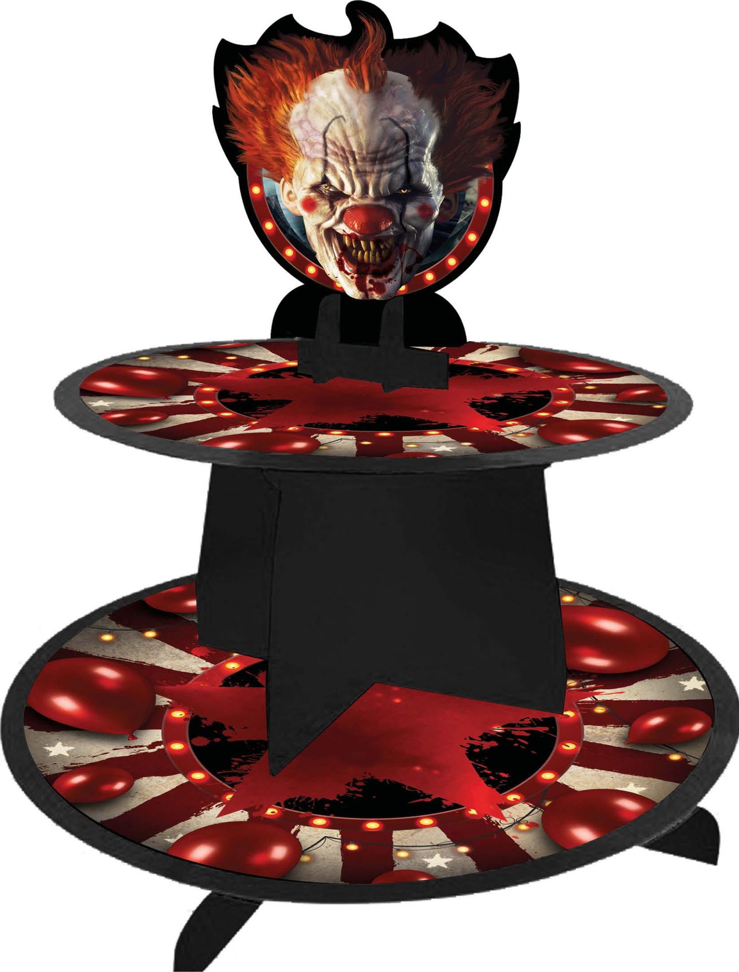 Opdienschaal met tredes horror clown 40 x 30 cm halloween