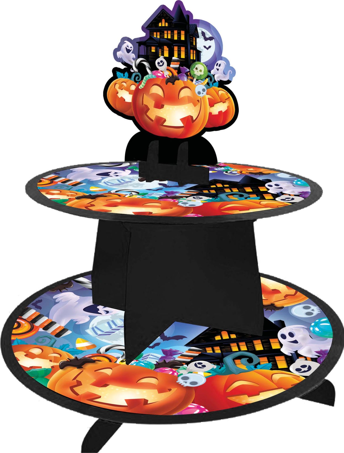 Opdienschaal met tredes vrolijke pompoen 40 x 30 cm halloween