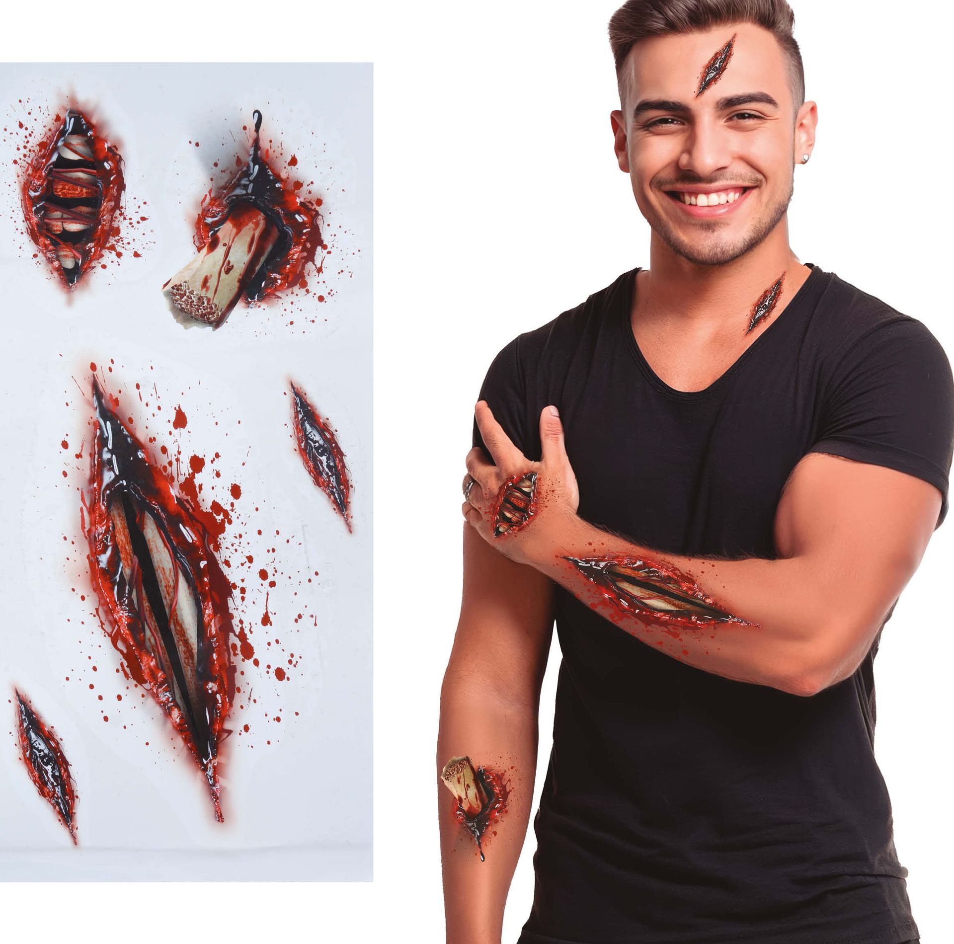 Open wond tattoos halloween 30 x 14 cm