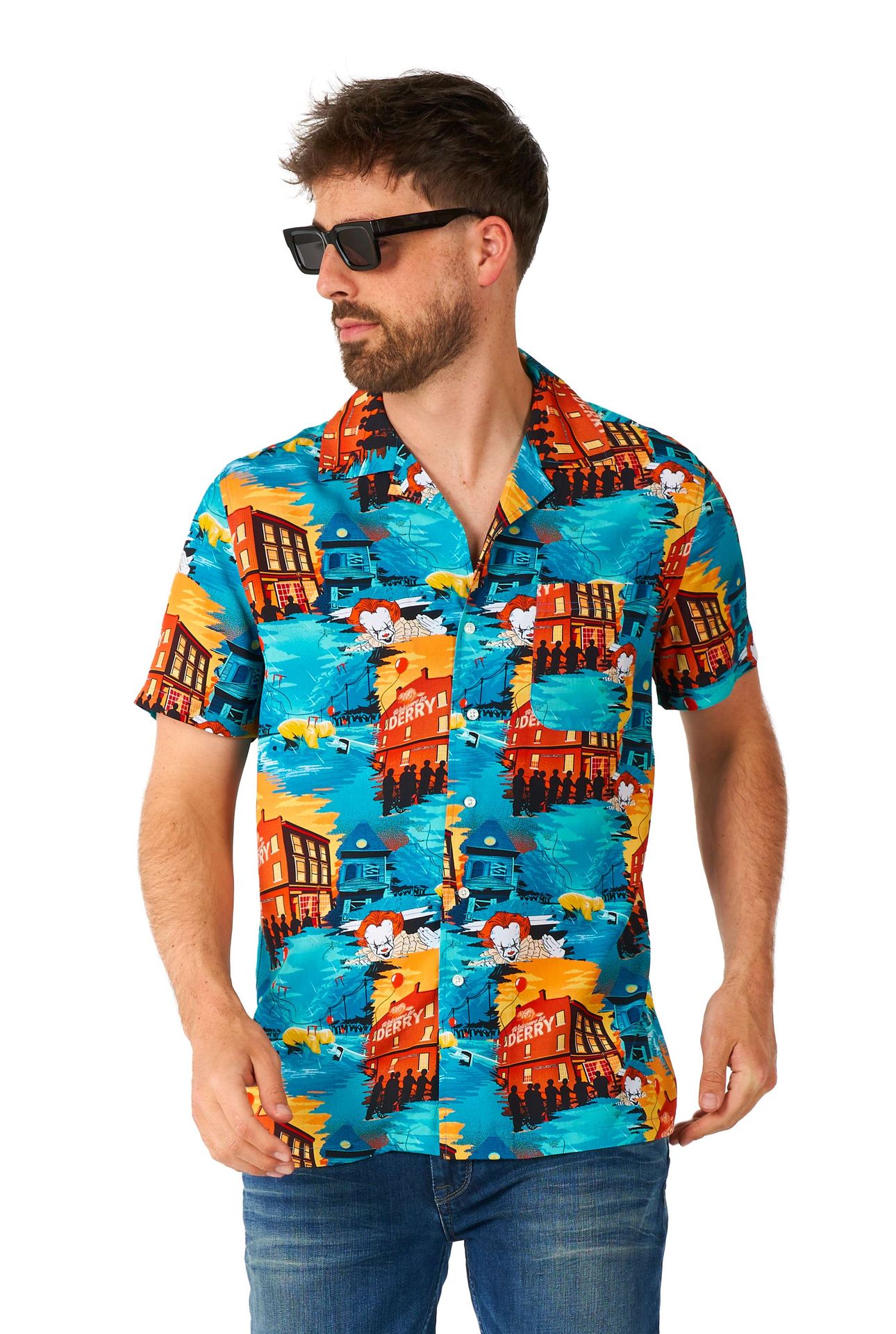 Opposuits Men's Hawaiians Shirt Short Sleeve Pennywise The Clown