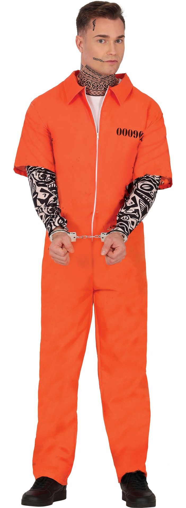 Oranje Gevangenis Overall met Tattoo Sleeves