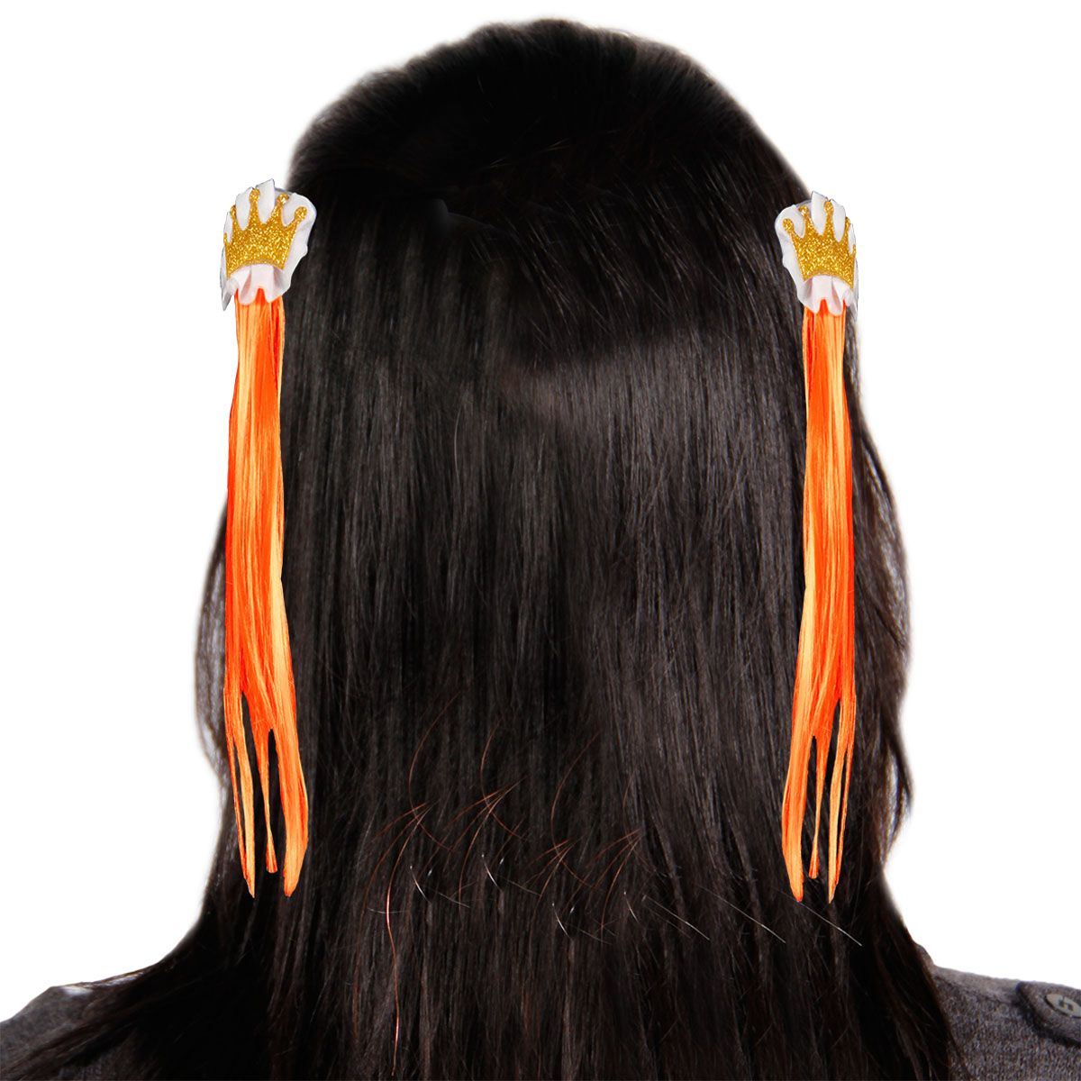 Oranje haarclip set met kroontje