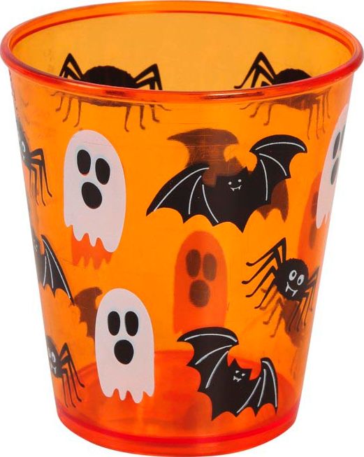 Oranje halloween drinkbeker 10 cm