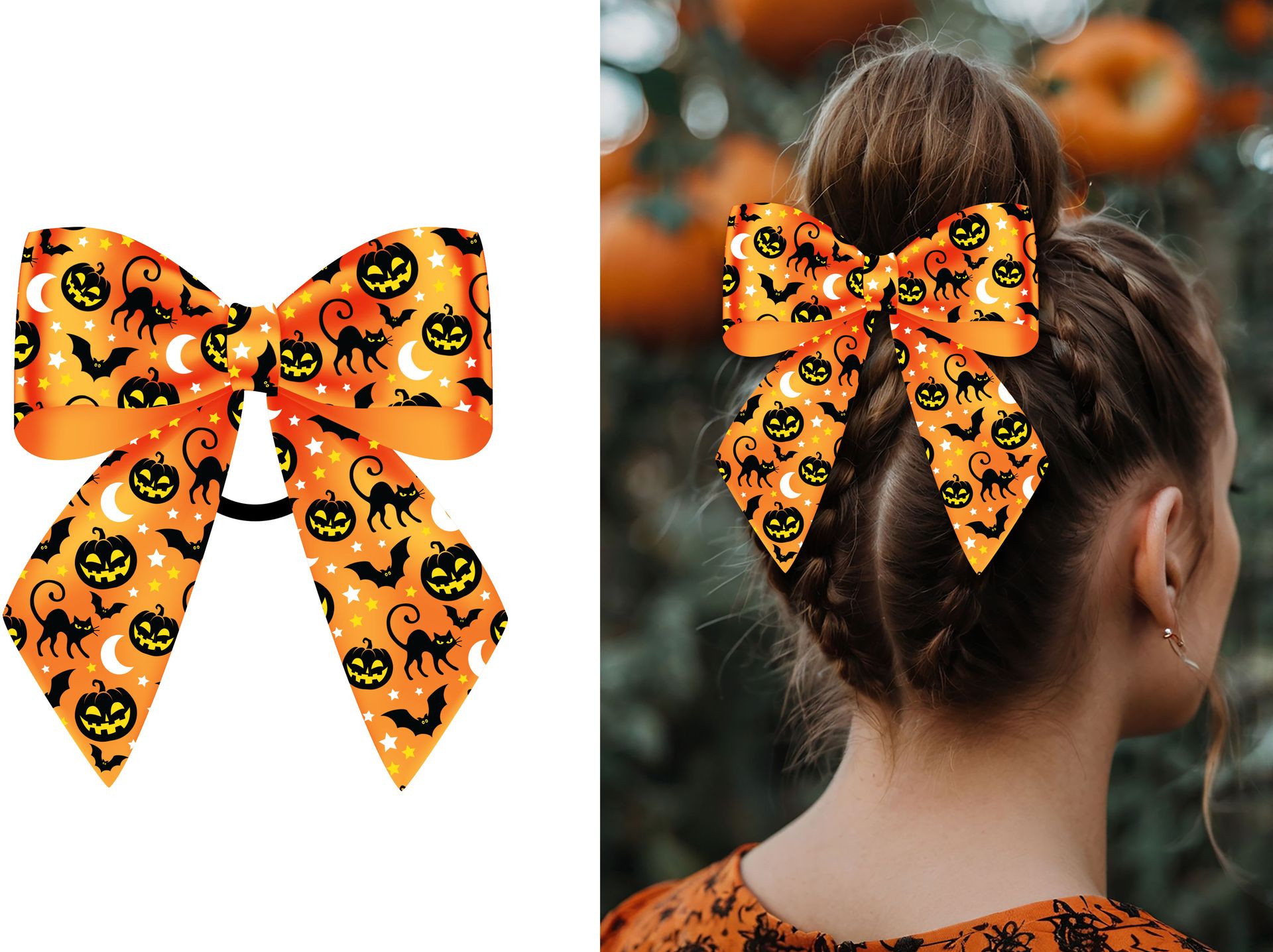 Oranje Halloween Haarstrik
