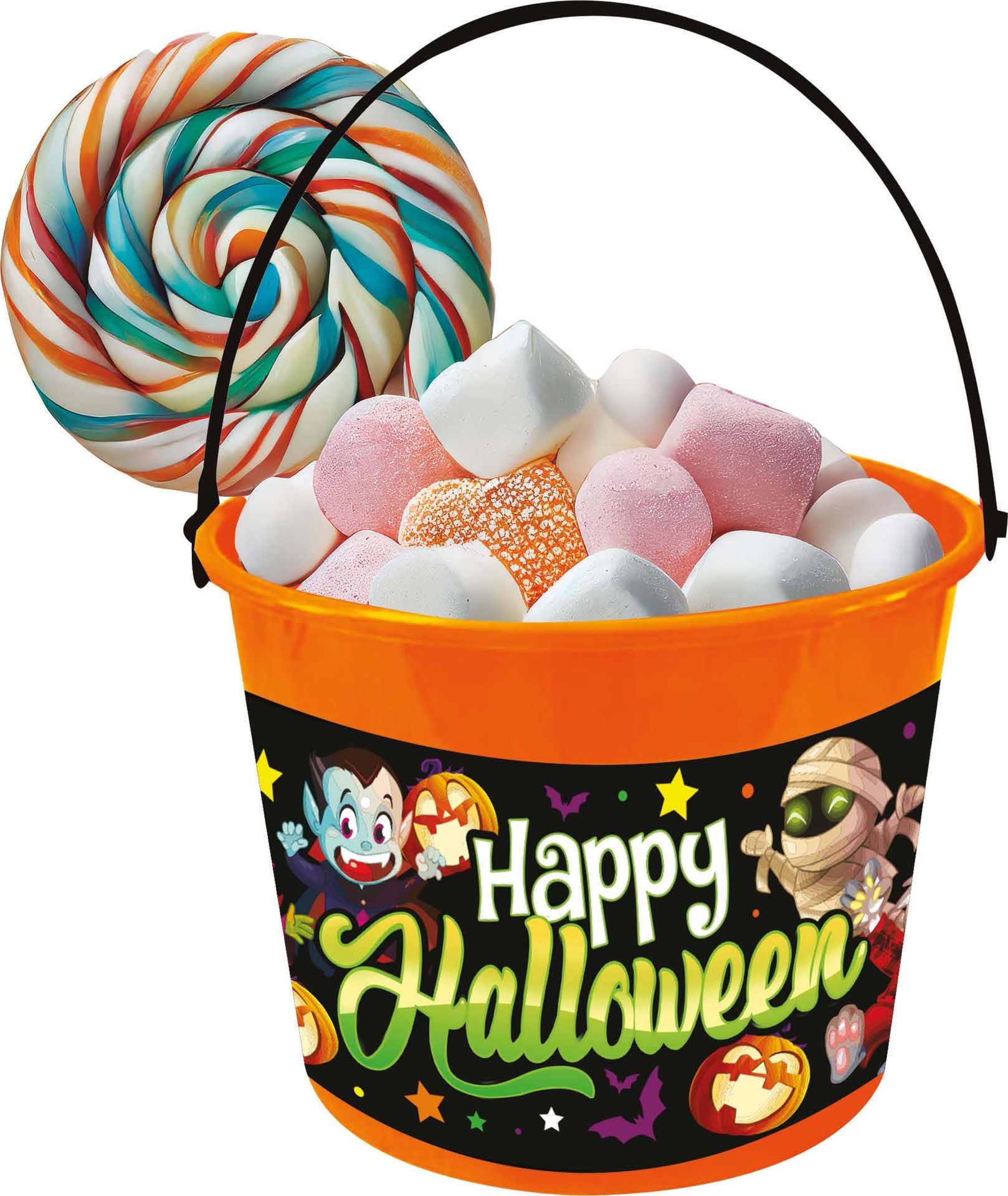 Oranje 'Happy Halloween' snoepemmer