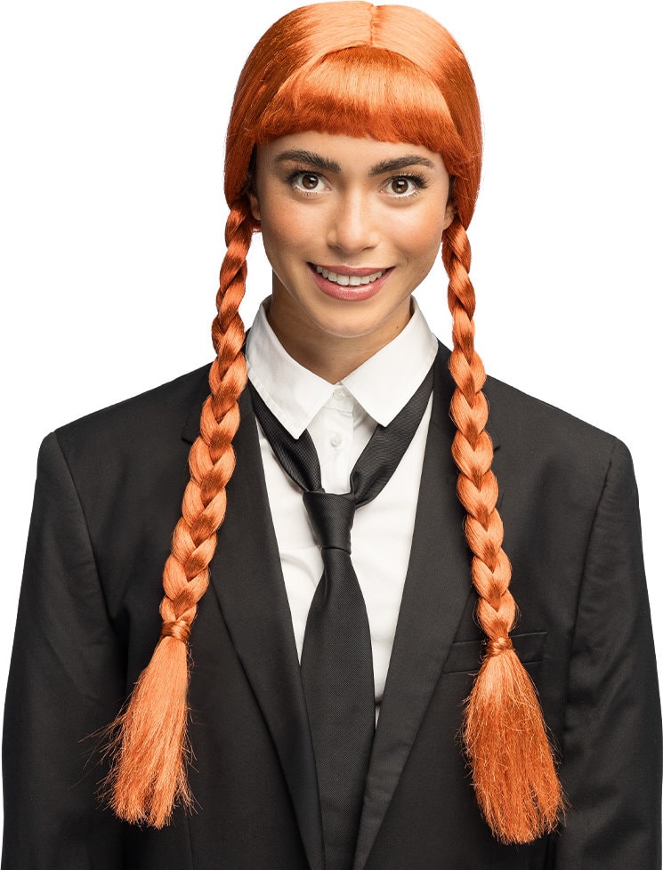 Oranje Horror Vlechten Pruik Halloween Dames