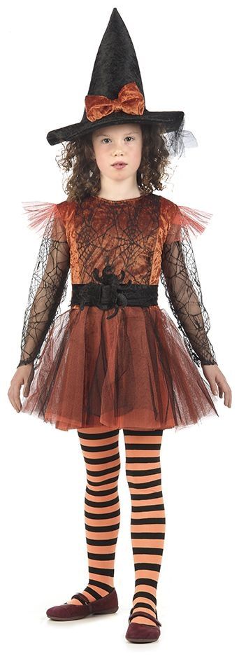 Oranje meisjes heksen jurk