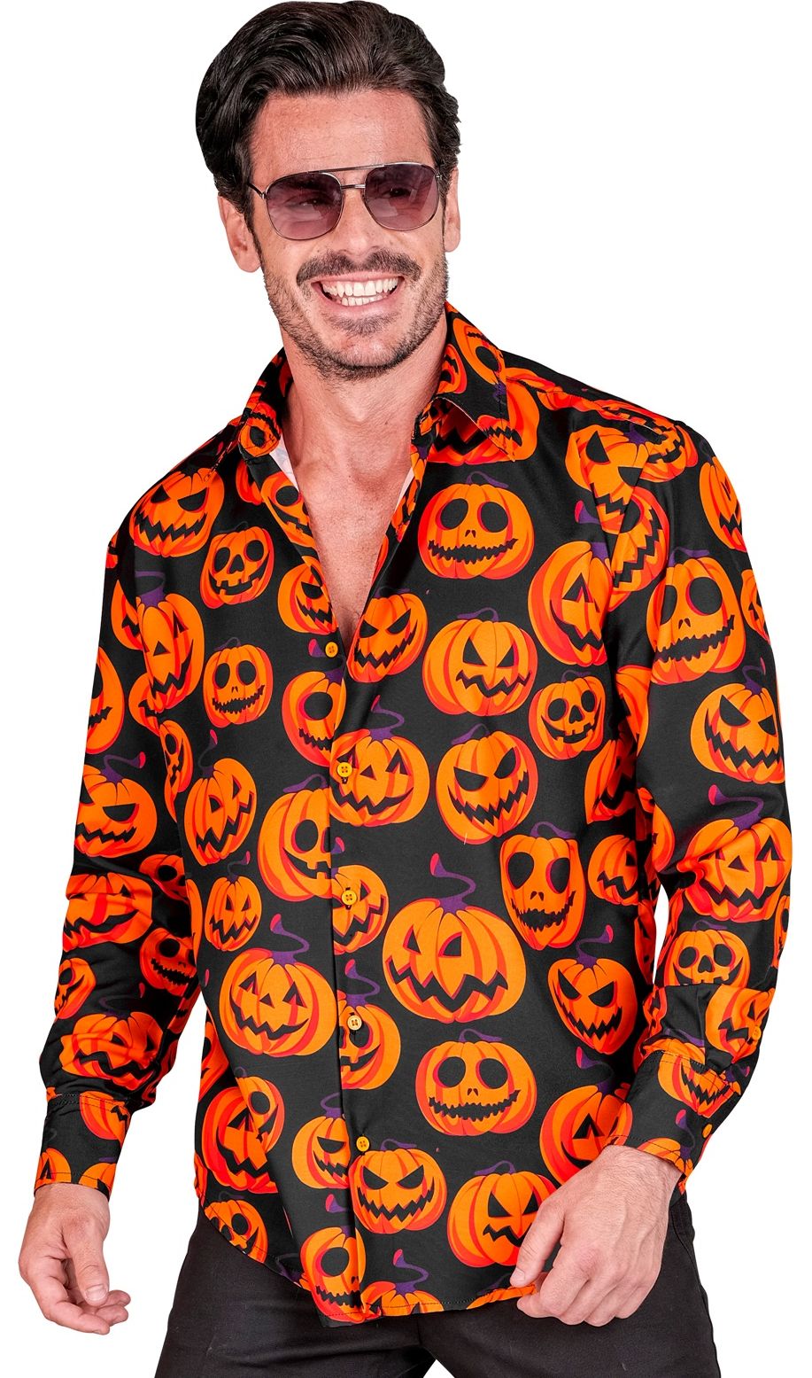 Oranje pompoen blouse halloween mannen