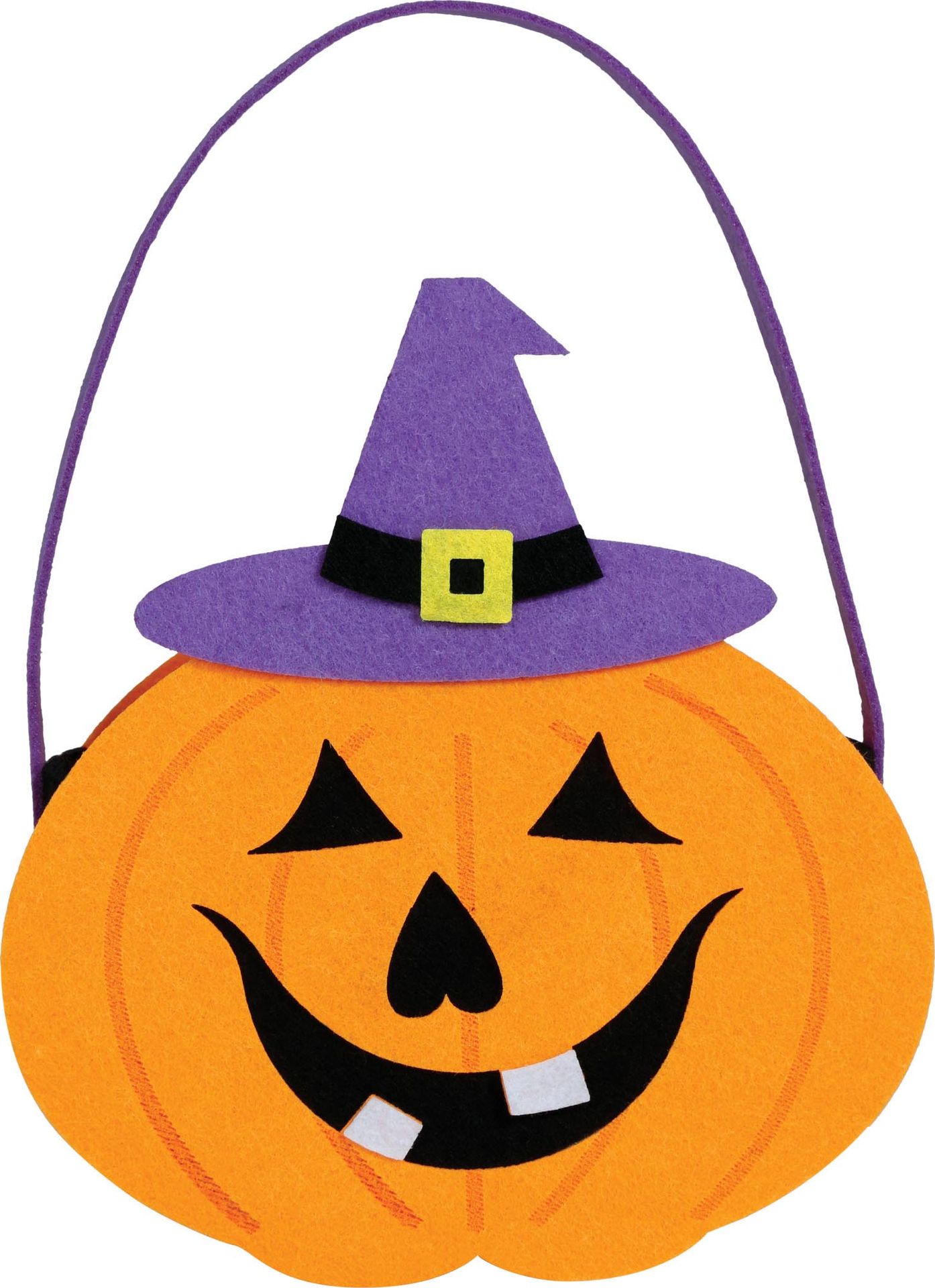 Oranje pompoen grote snoepemmer met hendel vilt halloween