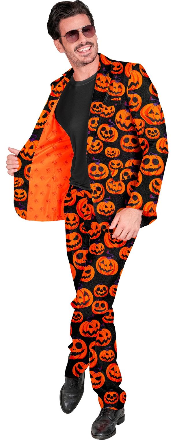 Oranje pompoen pak halloween mannen