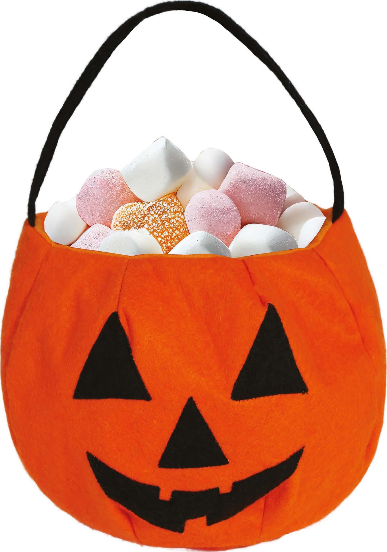 Oranje pompoen snoepmand vilt 24cm halloween
