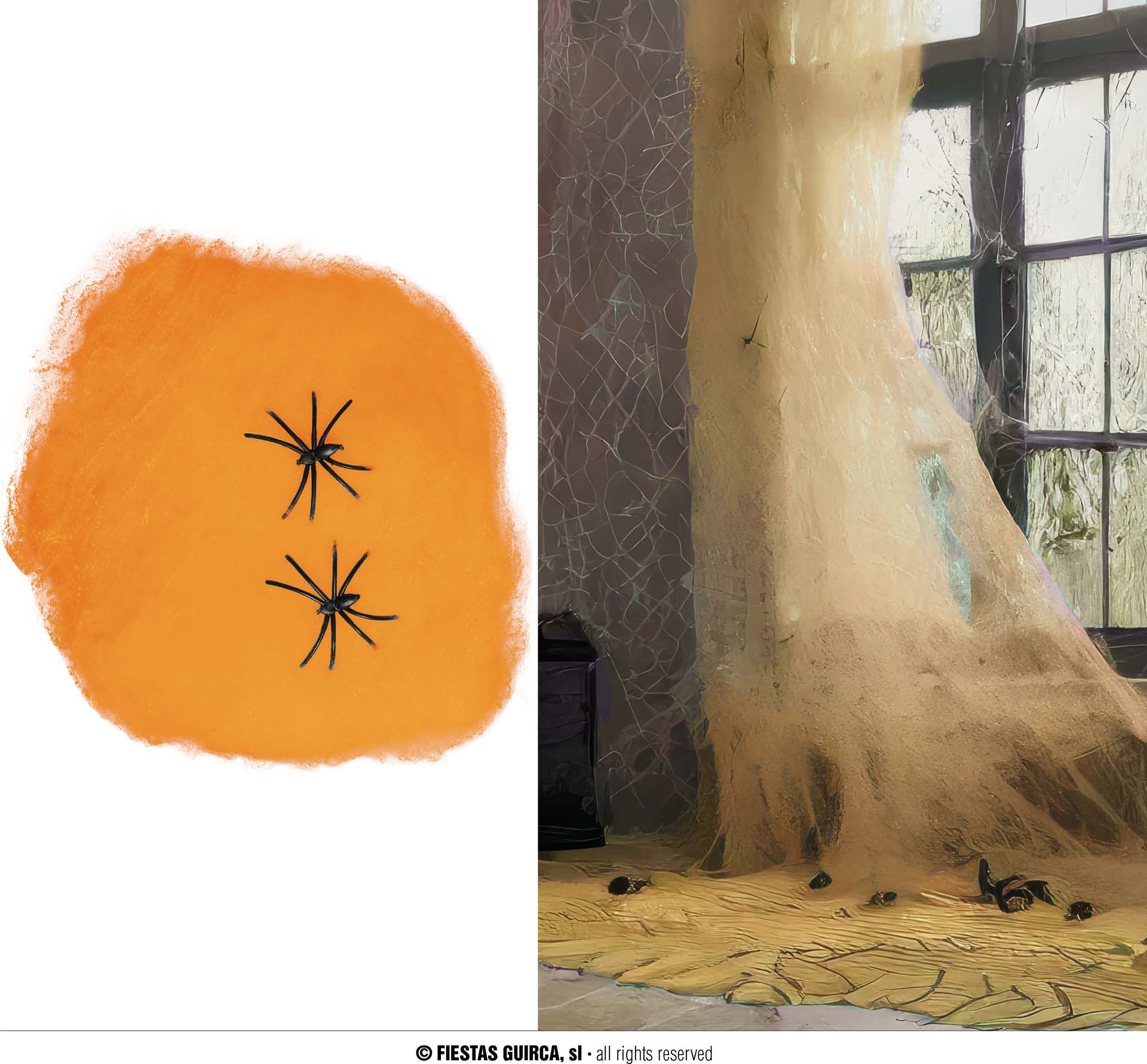 Oranje spinnenweb 100g halloween