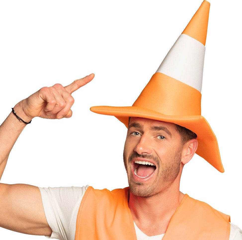 Oranje verkeerskegel hoed