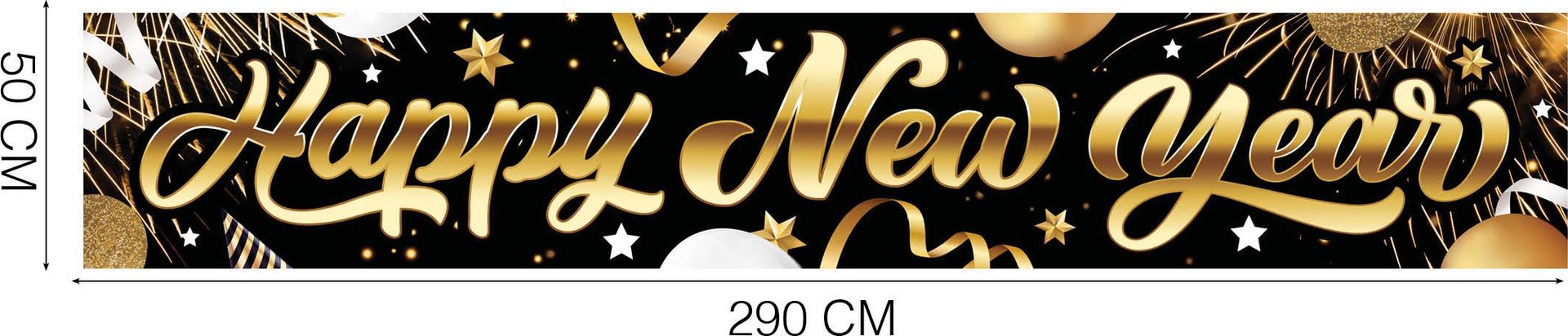 Oud & Nieuw 'Happy New Year' spandoek 290 x 50 cm
