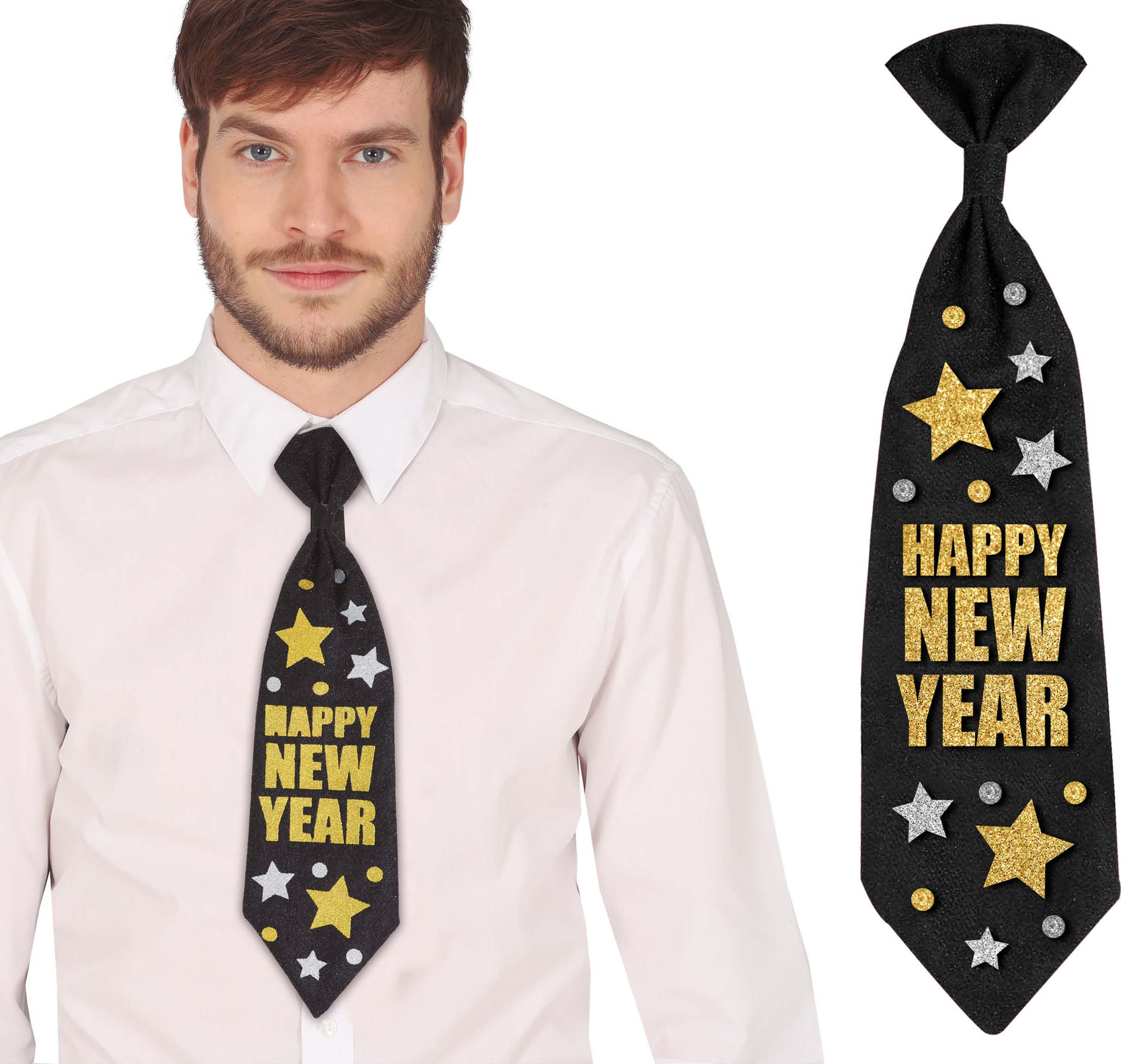 Oud & Nieuw 'Happy New Year' stropdas 38 cm