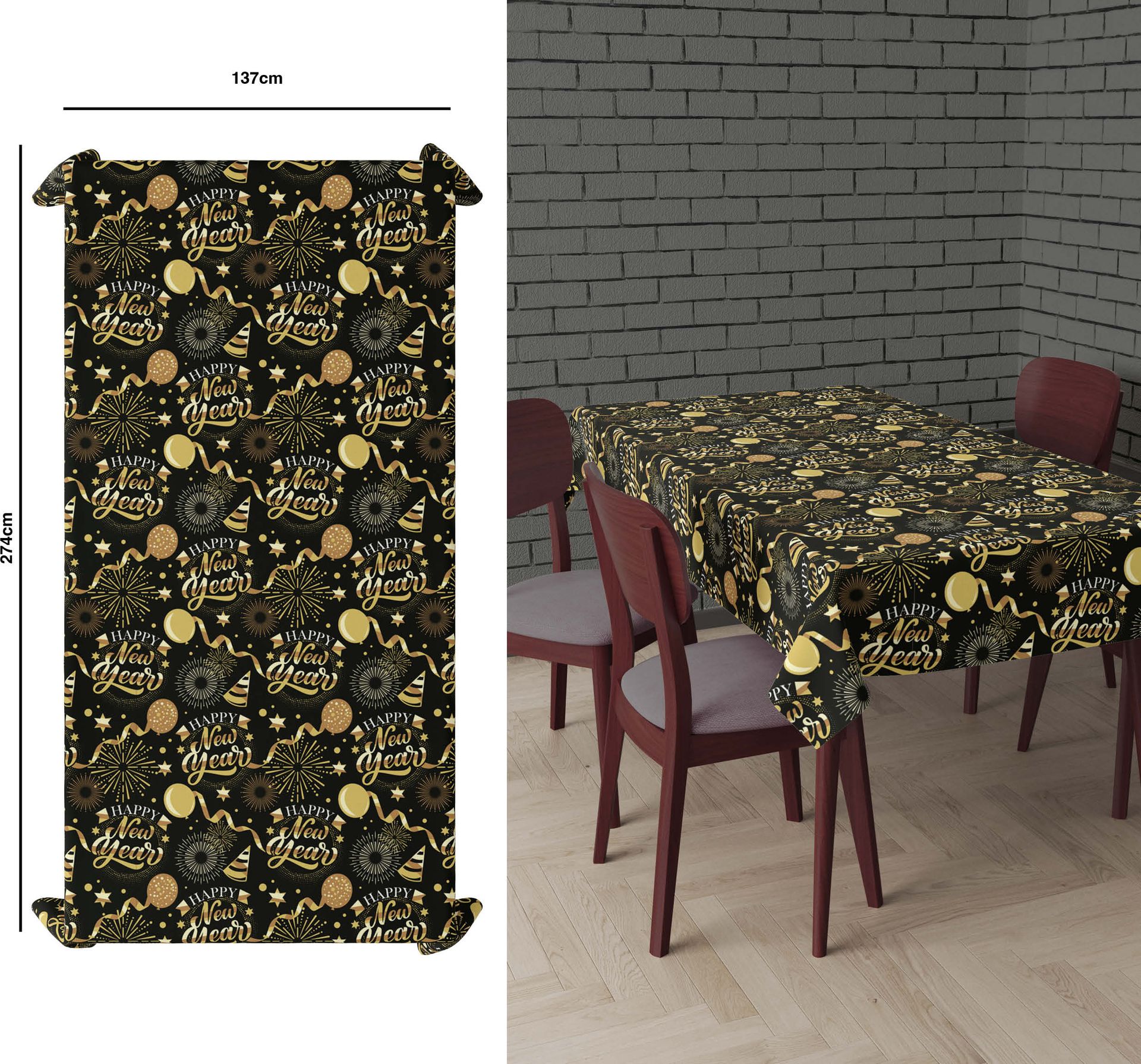 Oud & Nieuw tafelkleed 137 x 274 cm