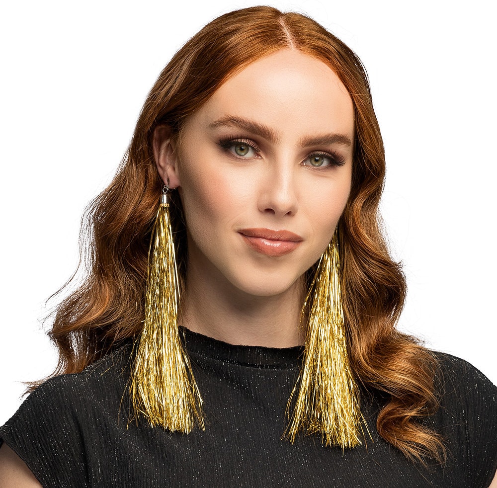 Oud en Nieuw Tinsel Oorbellen Goud