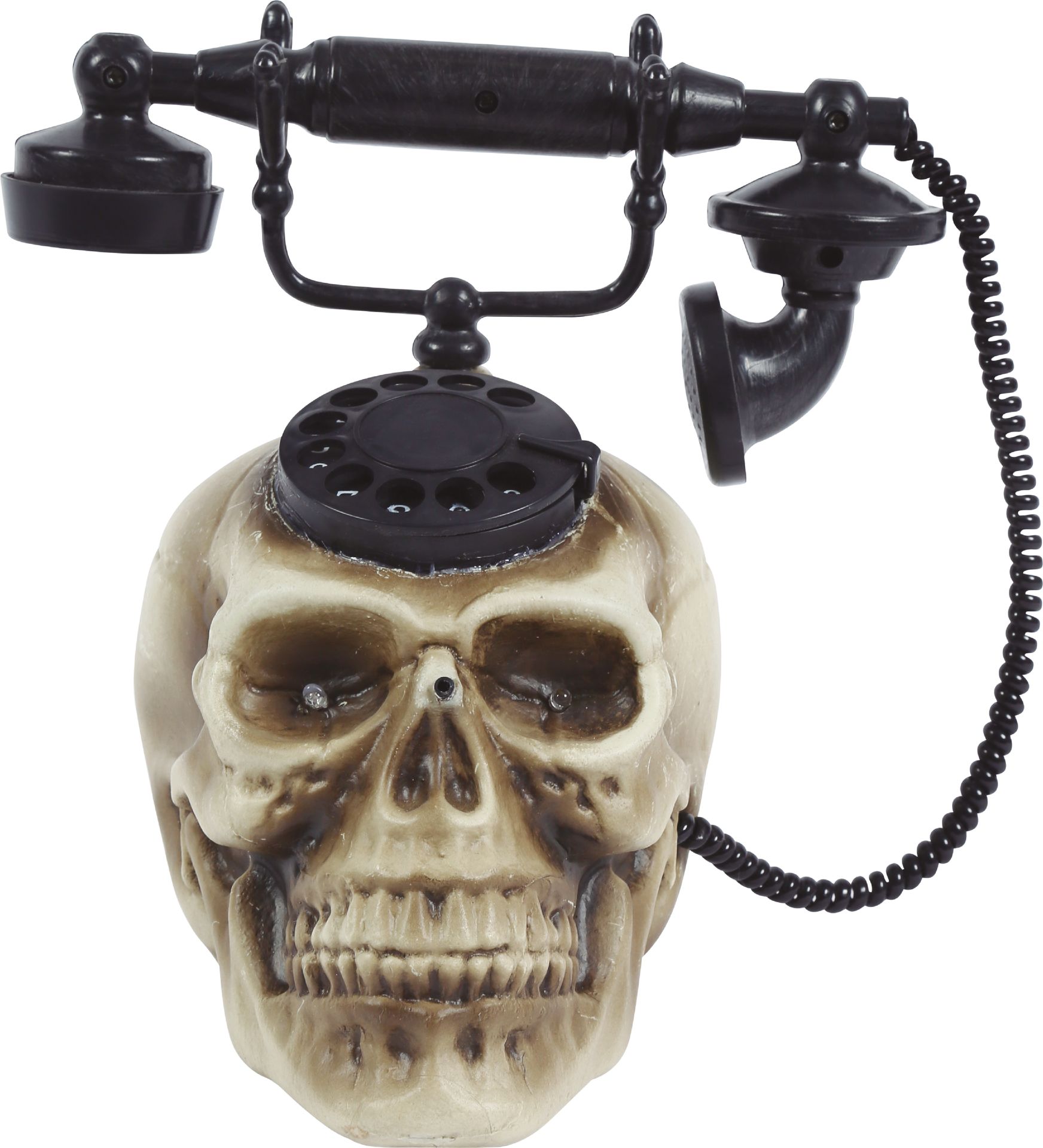 Oude telefoon met schedel