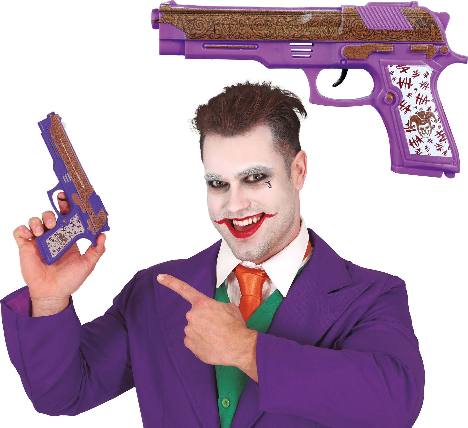 Paars The Joker pistool 30 cm halloween