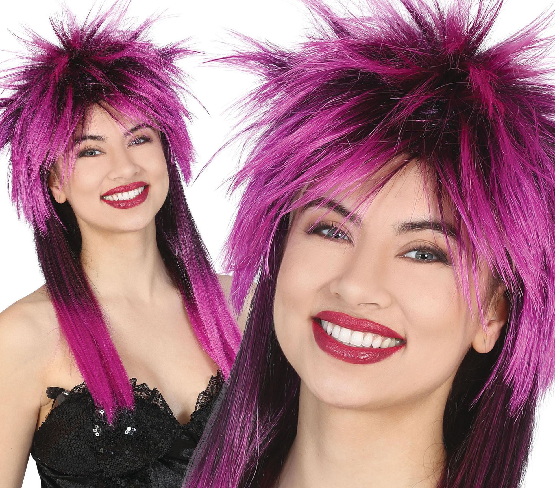 Paarse 80's Rock Pruik Vrouwen