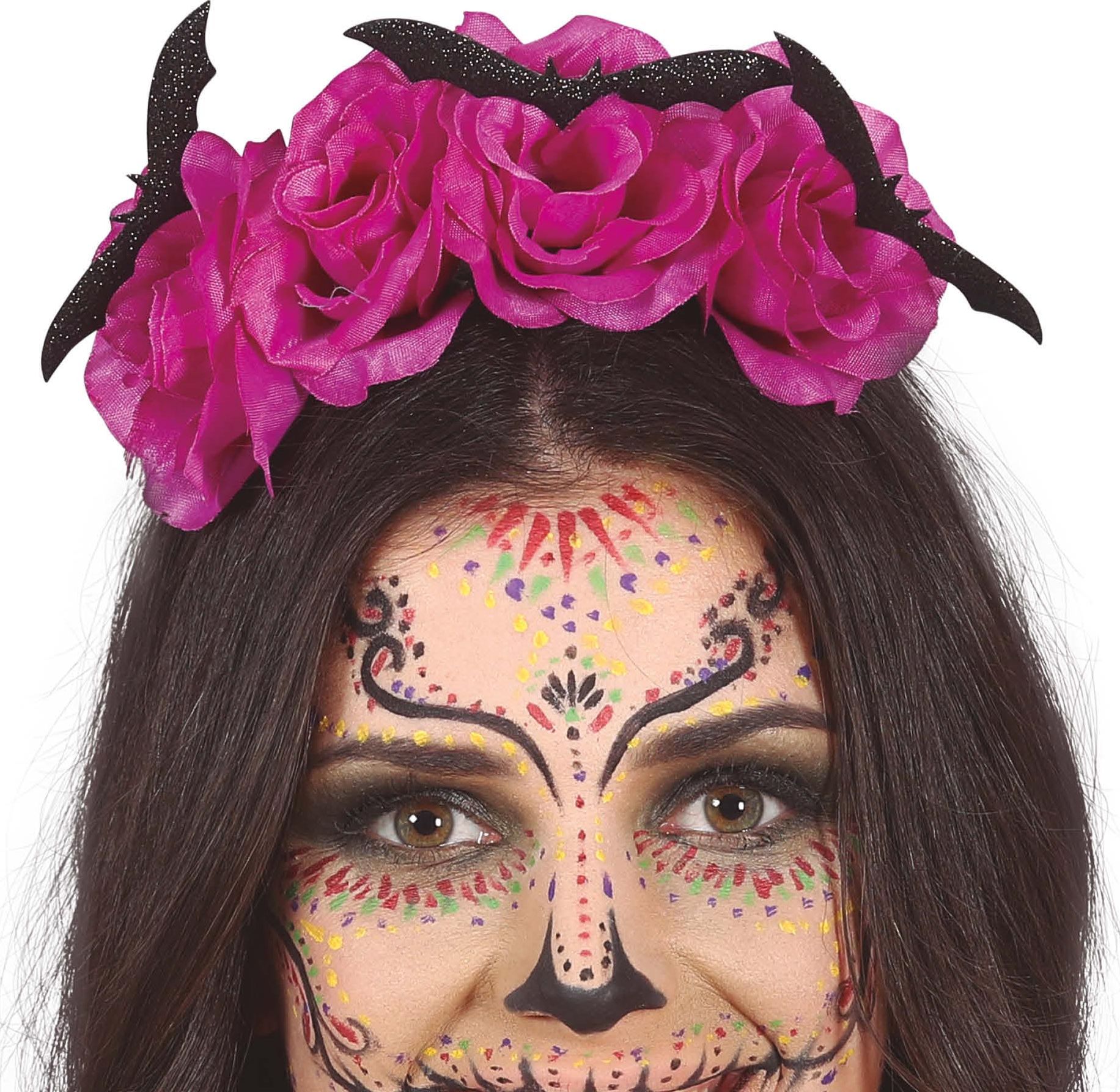 Paarse bloemen en vleermuis diadeem halloween