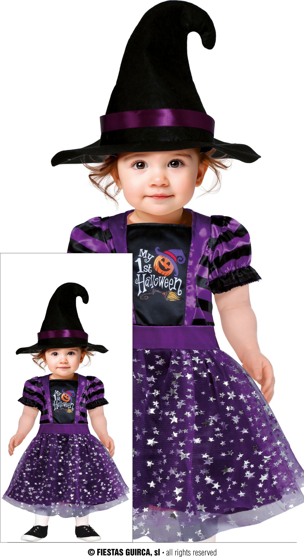 Paarse heksen jurk halloween baby