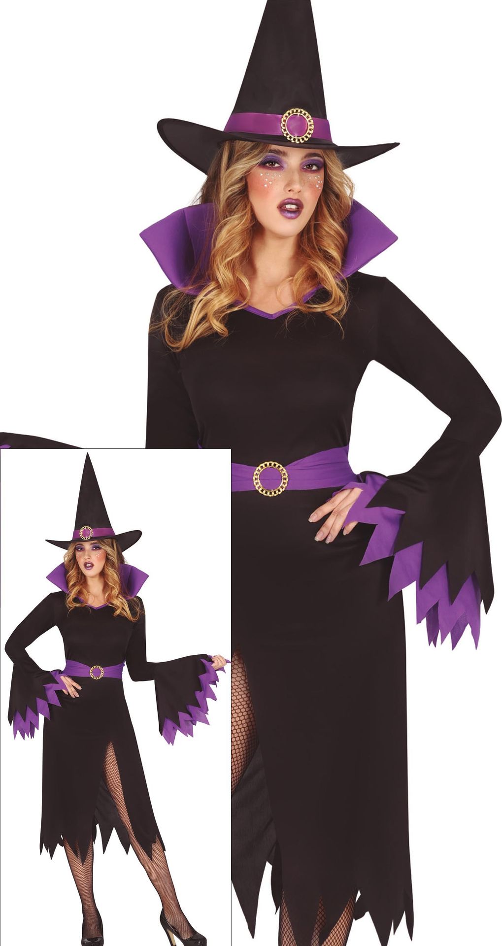 Paarse heksen jurk halloween dames
