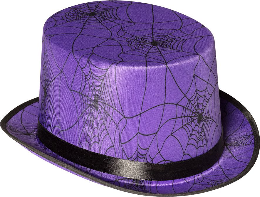 Paarse hoge hoed met spinnenweb