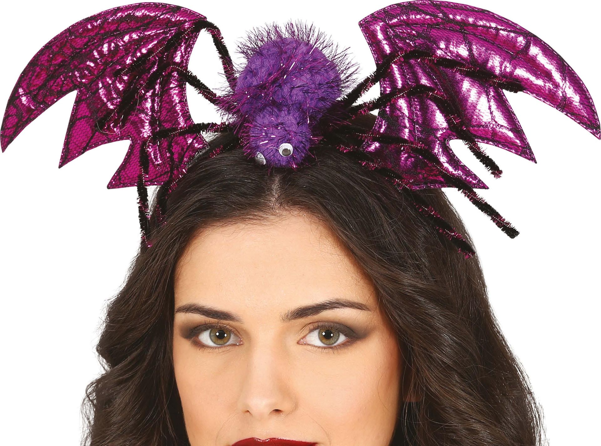 Paarse spin met vleugels diadeem halloween