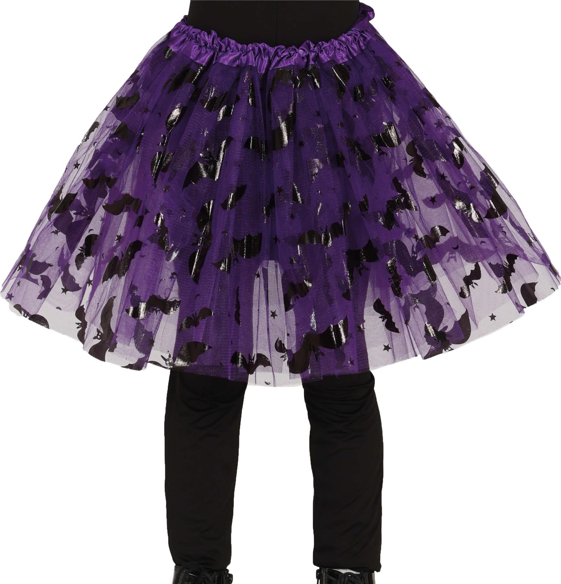 Paars/zwarte tutu vleermuis kind 30 cm halloween