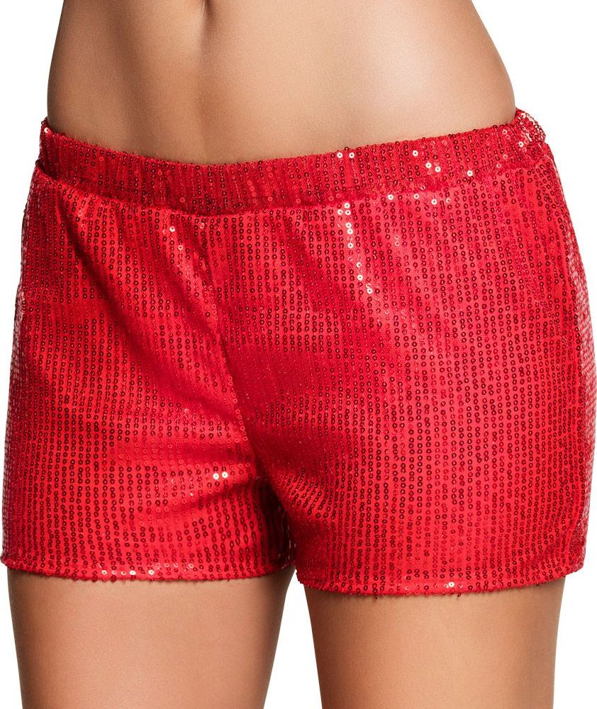 Pailletten hotpants rood