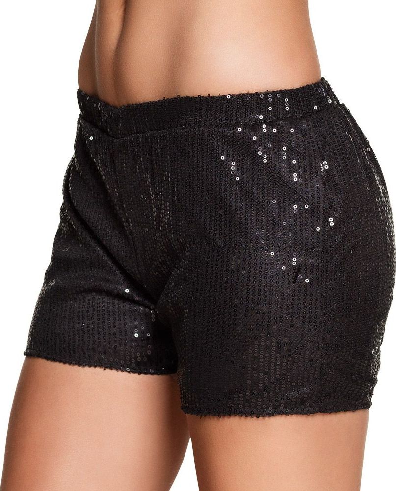 Pailletten hotpants zwart