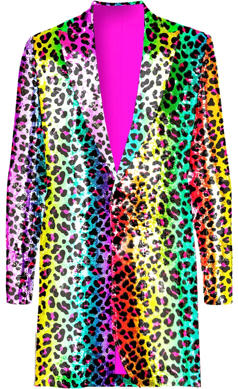 Pailletten Jas Regenboog Panterprint Heren