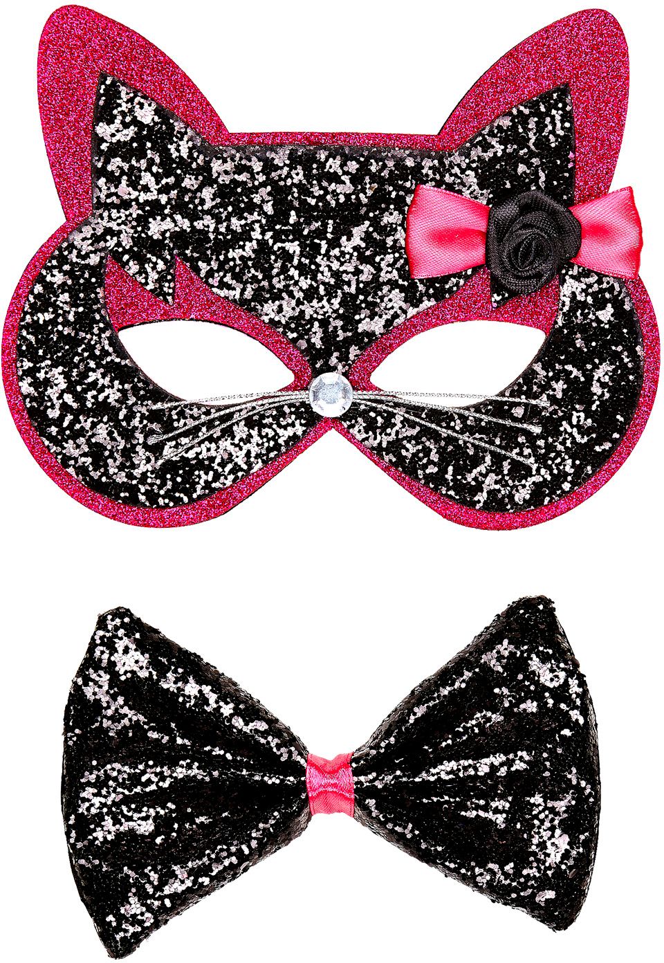 Pailletten kattenmasker en strik