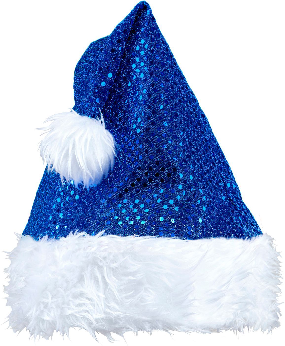 Pailletten kerstmuts blauw