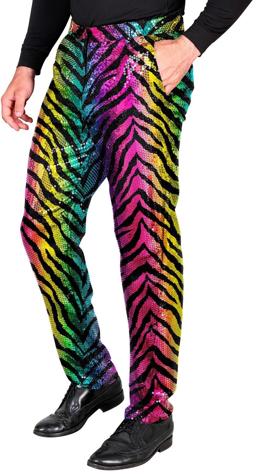 Paillettenbroek Tijgerprint Regenboog Mannen