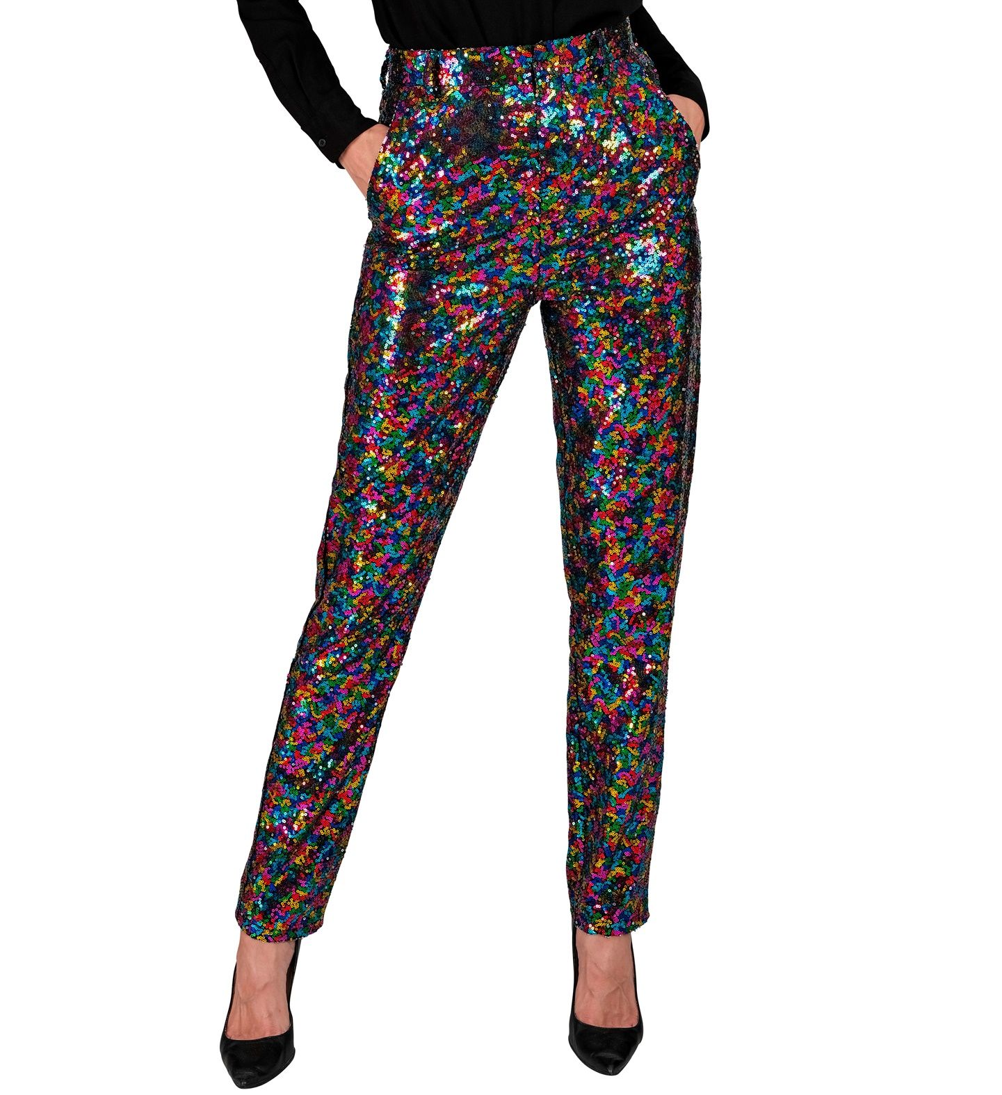 Pantalon regenboog pailletten vrouwen