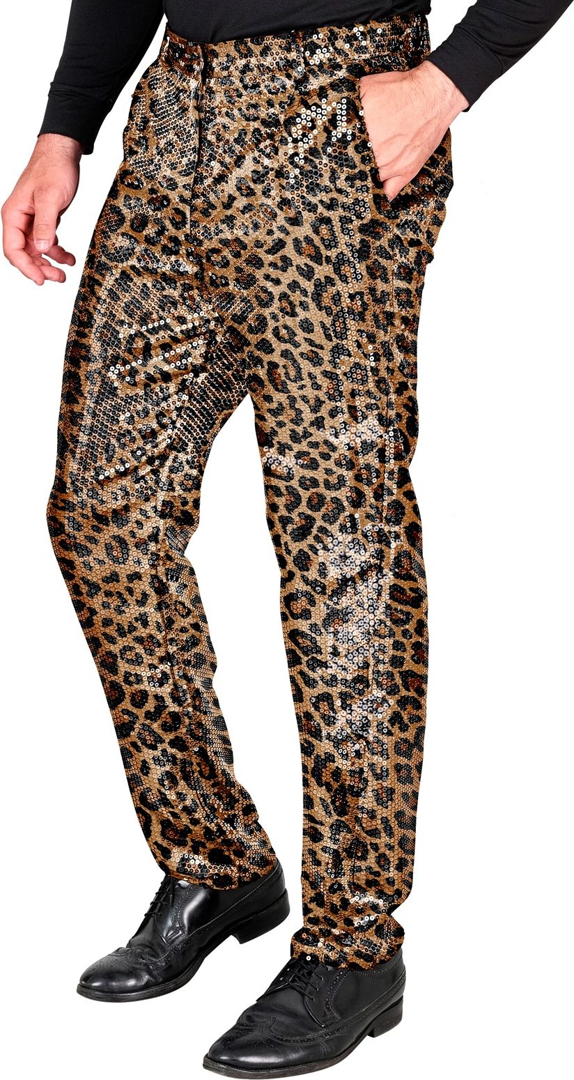 Panterprint pailletten broek
