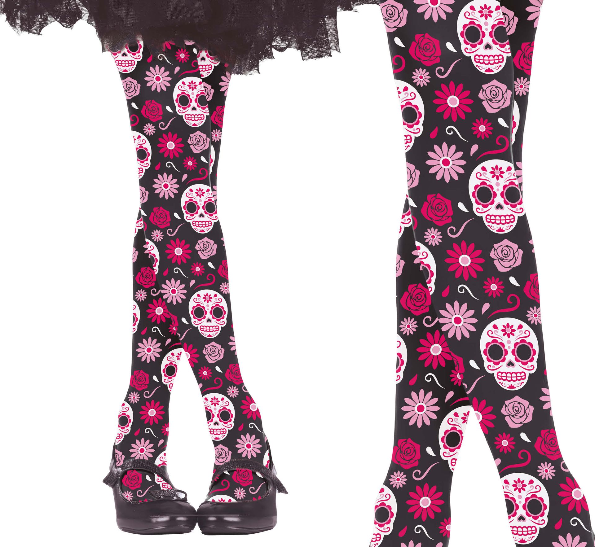 Panty meisjes halloween roze doodshoofd
