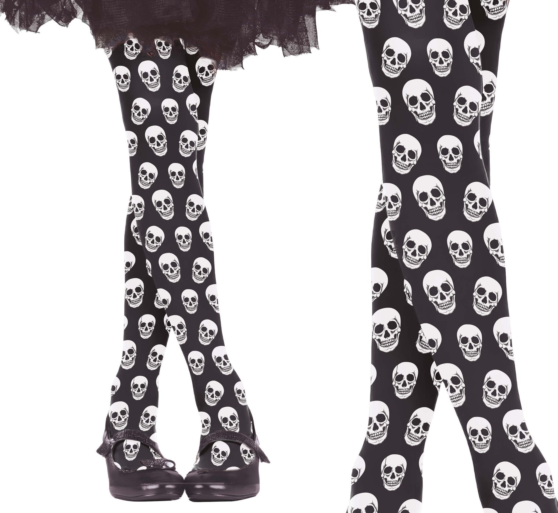 Panty meisjes halloween wit doodshoofd