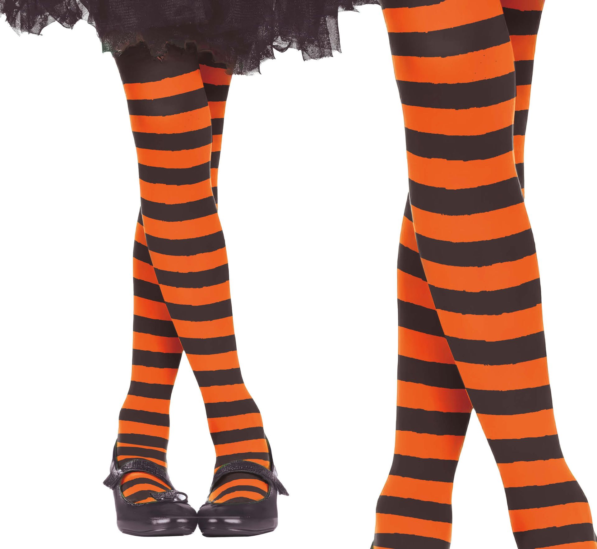 Panty meisjes oranje/zwart gestreept