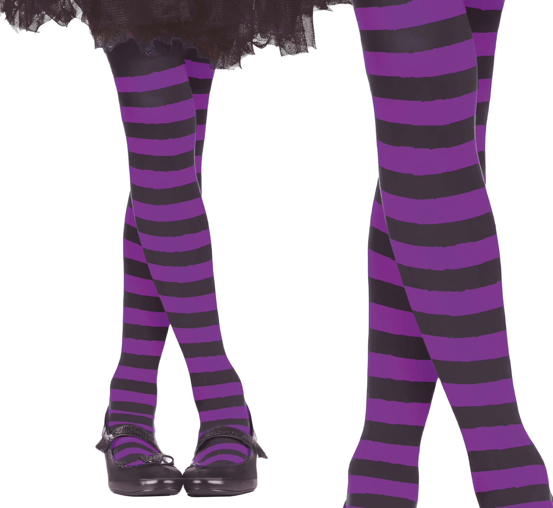 Panty meisjes paars/zwart gestreept