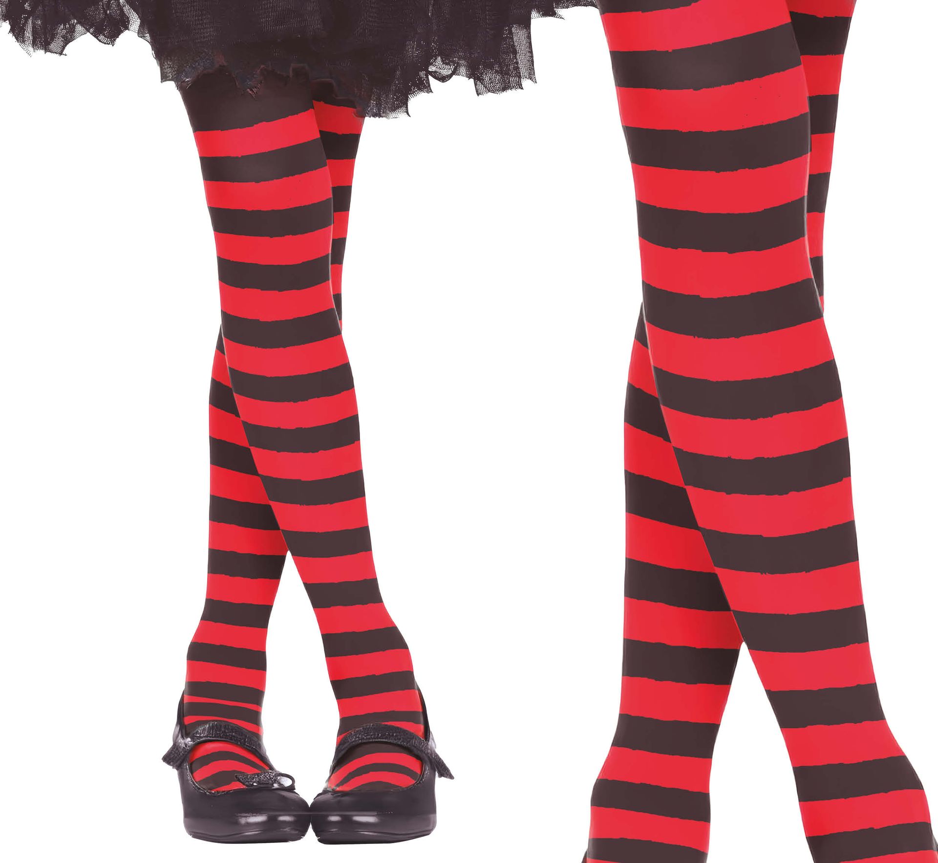 Panty meisjes rood/zwart gestreept