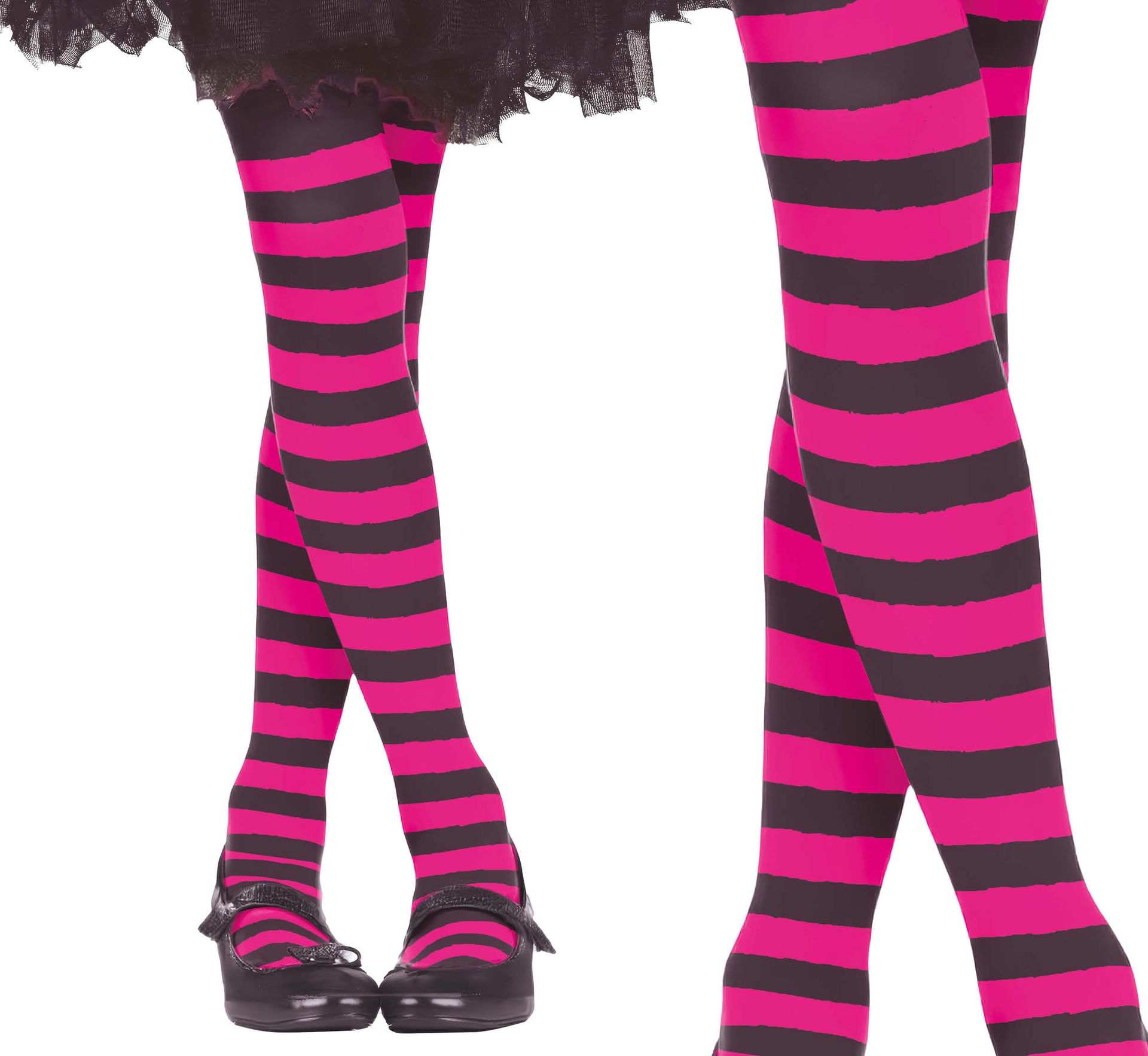 Panty meisjes roze/zwart gestreept