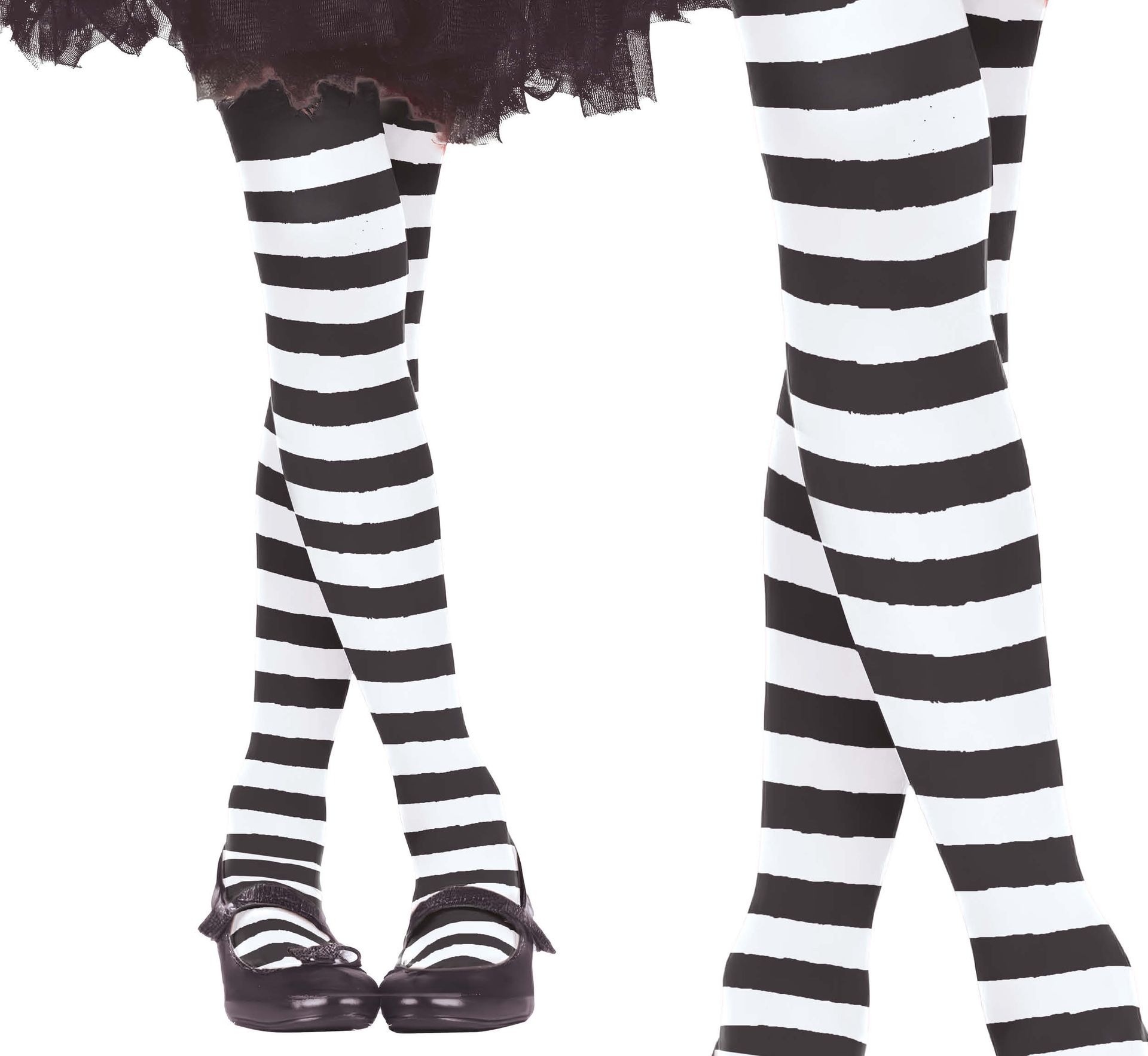 Panty meisjes wit/zwart gestreept
